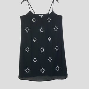 Old Navy Y2K Women’s L Black Sheer Dark Fairy Geo Beaded Slip Dress Whimsigoth